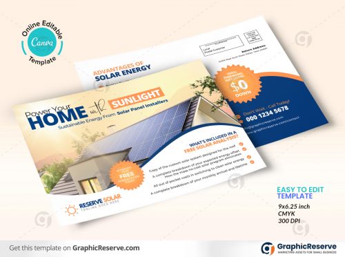 44921 Solar Product Marketing EDDM Mailer Design Canva template P1