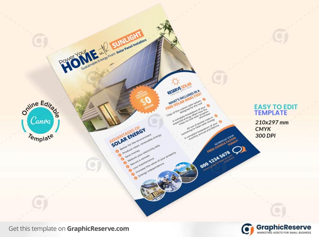 Solar Product Marketing Flyer Design Canva template