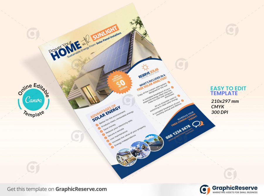 44927 Solar Product Marketing Flyer Design Canva template