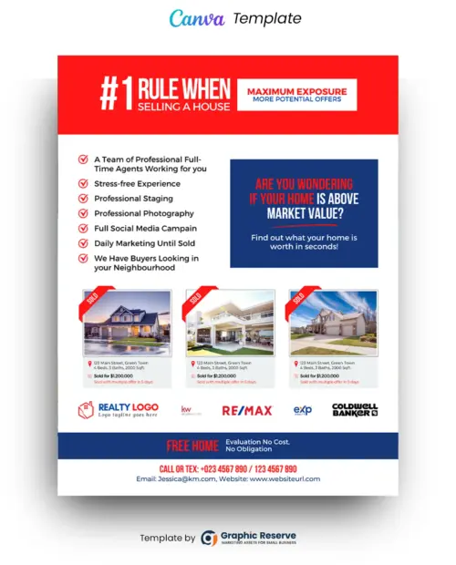 Selling A House Marketing Flyer Design for Real Estate Agents (Canva template)