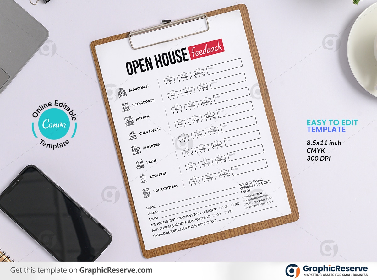Open House Visitor Feedback Form (Canva template)
