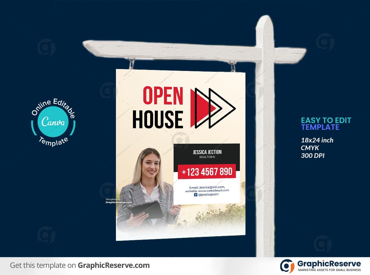 Open House Yard Sign (Canva template)
