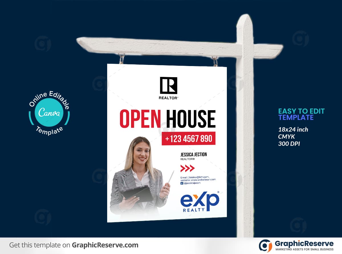 Open House Yard Sign (Canva template)
