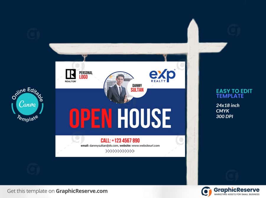 Open House Yard Sign Canva Template Graphic Reserve