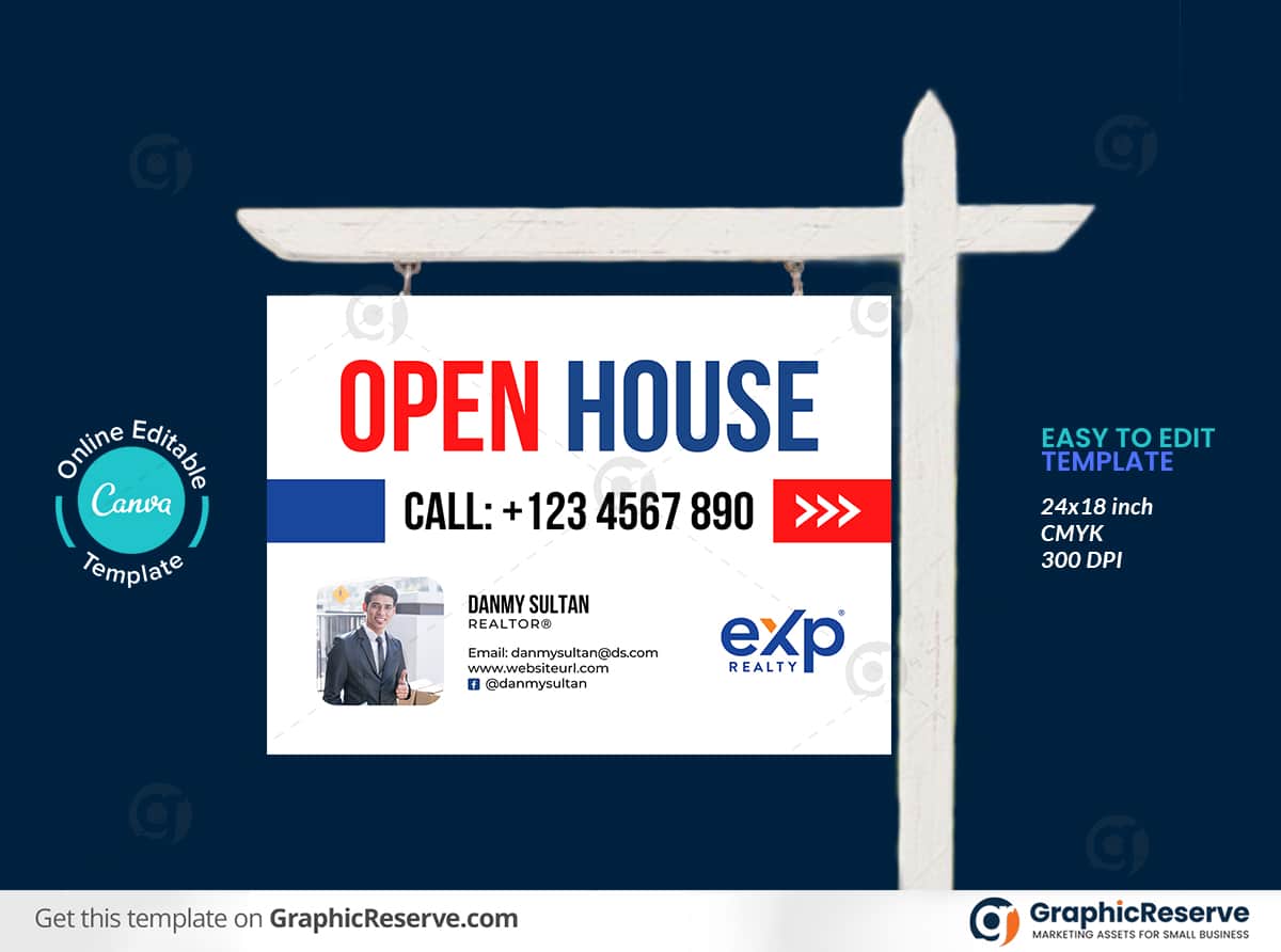 Open House Yard Sign (Canva template)
