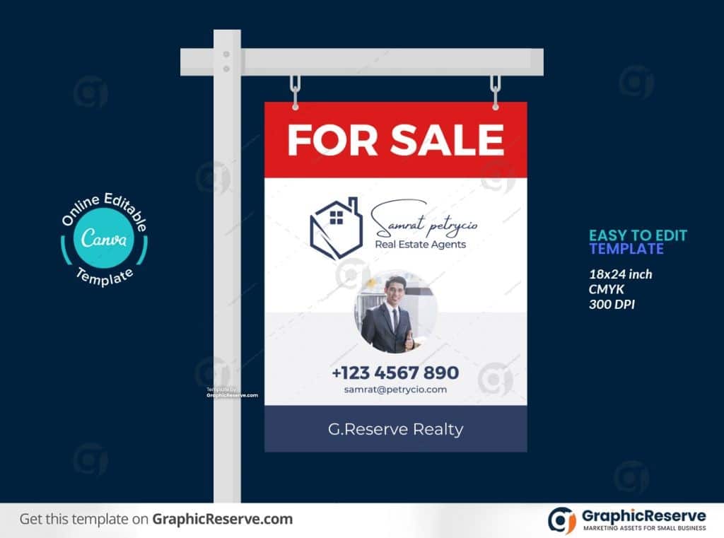 Real Estate For Sale Yard Sign (Canva Template) Graphic Reserve