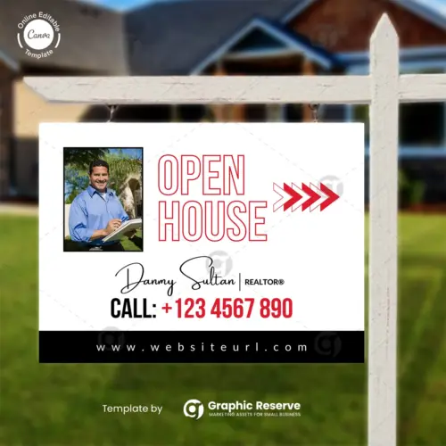 Bold Open House Yard Sign – Standout Canva Template for Real Estate