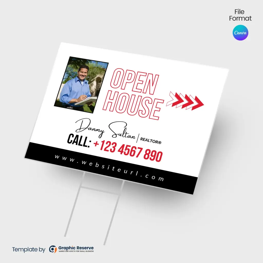 Open House Yard Sign Design Canva Template