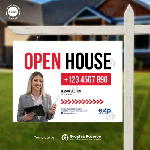 Classic Open House Yard Sign – Eye-Catching Canva Template