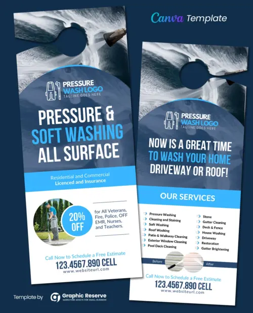 Pressure/Power Washing Door Hanger Design – Canva Template