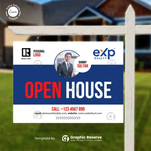 Luxury Open House Yard Sign – High-End Canva Template for Listings