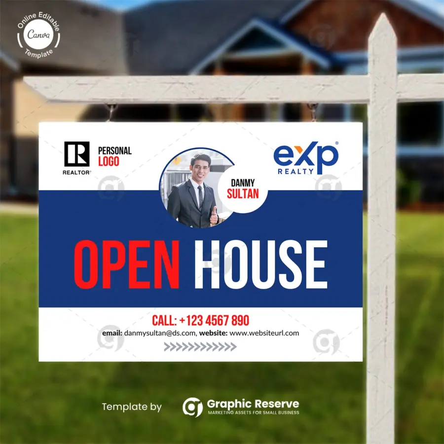 Luxury Open House Yard Sign – High-End Canva Template for Listings