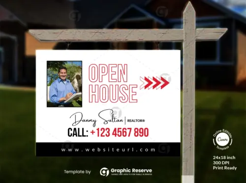 Bold Open House Yard Sign – Standout Canva Template for Real Estate