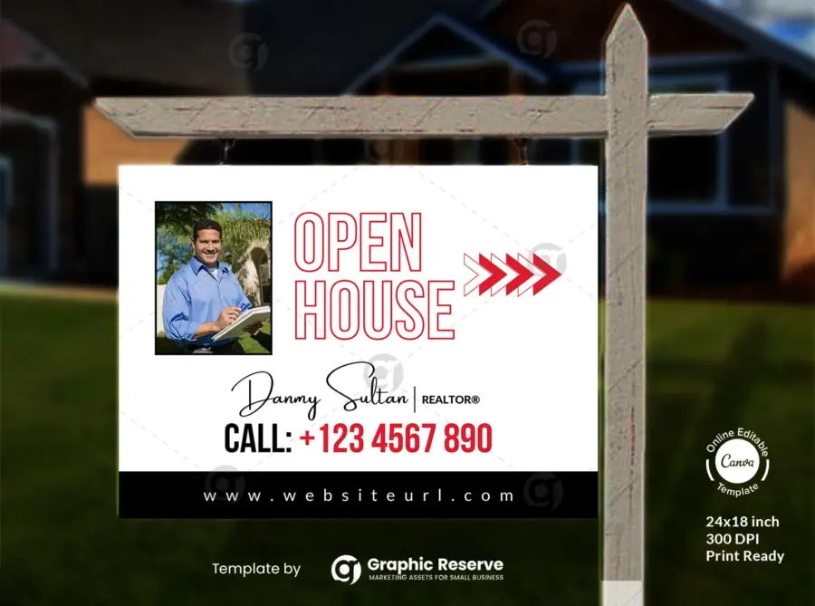 Bold Open House Yard Sign – Standout Canva Template for Real Estate