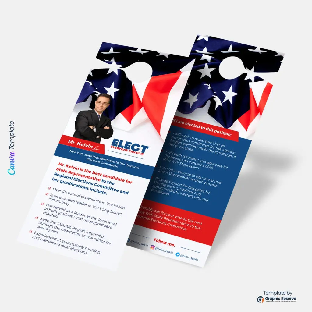 Election Door Hanger Editable Political Canva Template