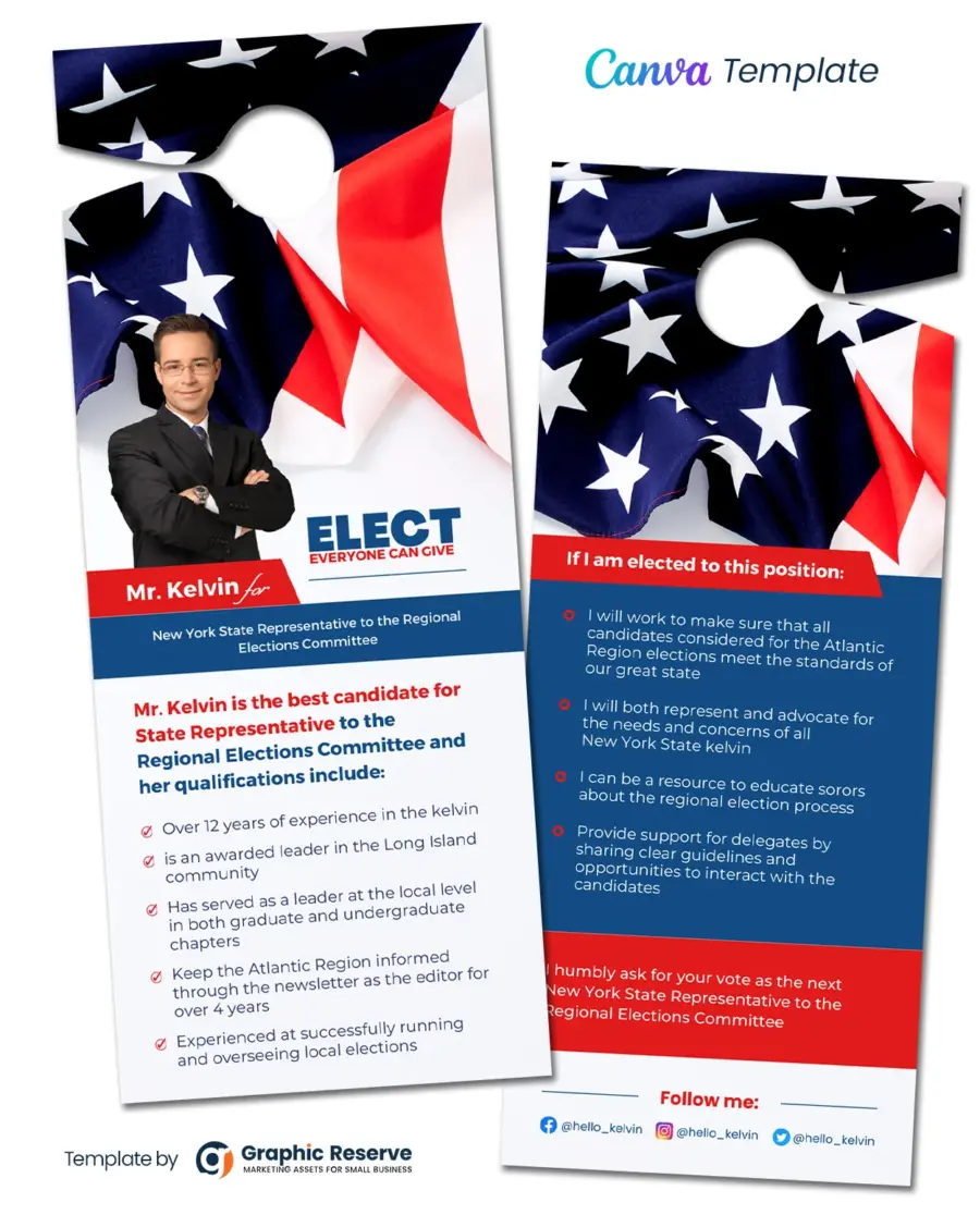 Political Election Voting Door Hanger Design (Canva template)