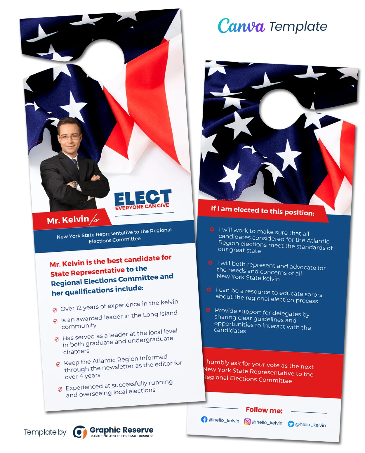 Political Election Voting Door Hanger Design (Canva template)