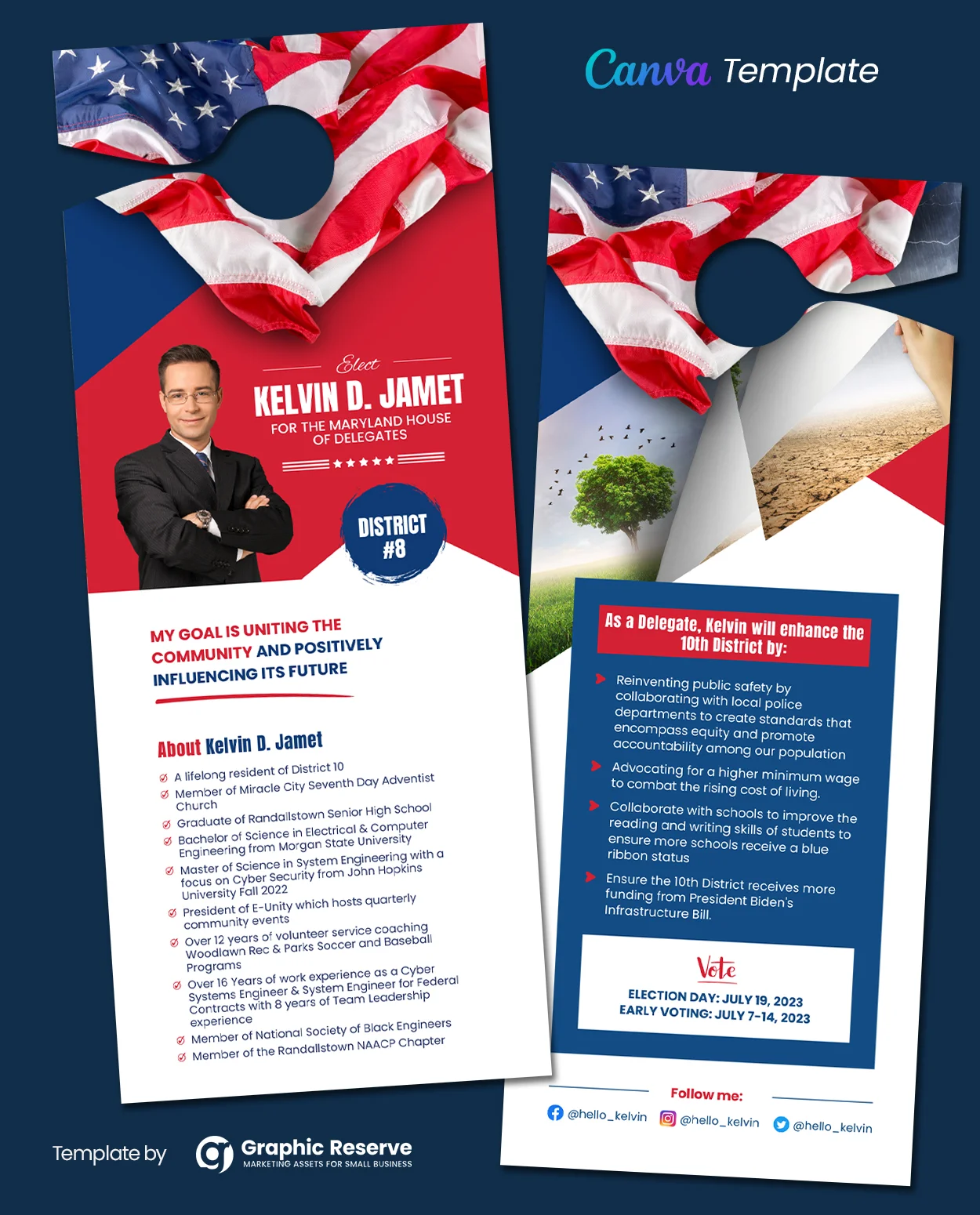 Political Election Voting Door Hanger Design (Canva template)