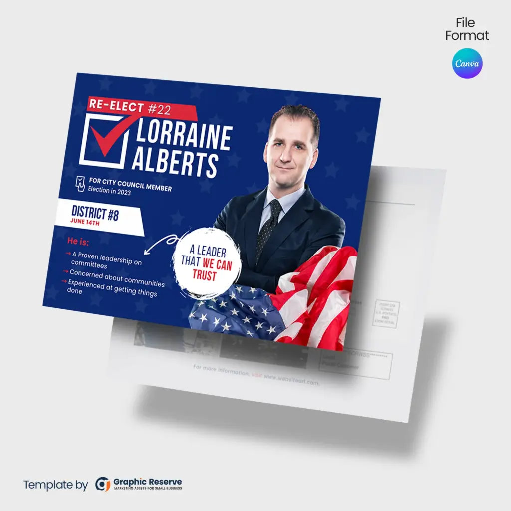 Political Re-Election Direct Mail EDDM Postcard (Canva template) – Canva template