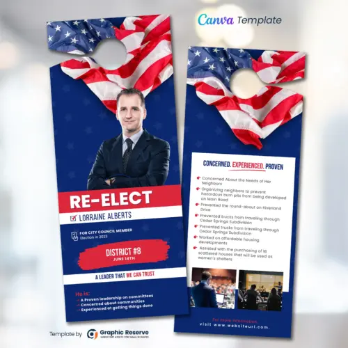 Political Re-Election Door Hanger Design (Canva template)