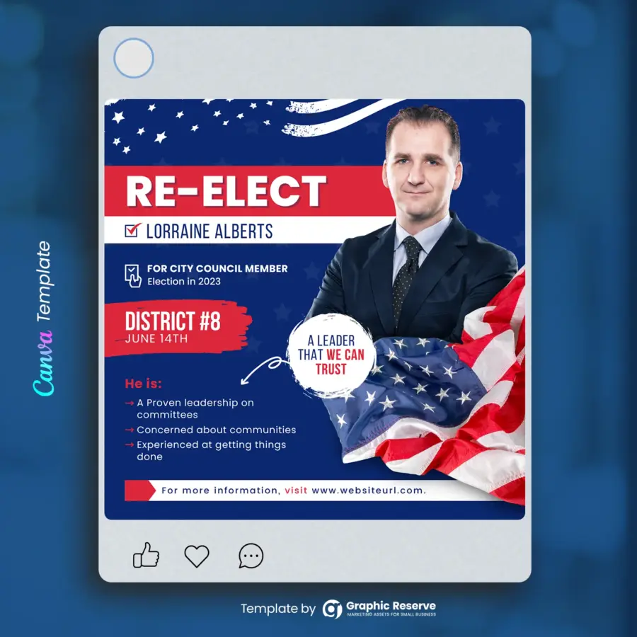 Political Social Media Poster Design Canva Template