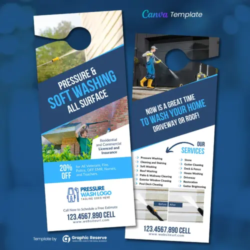 Pressure Washing Door Hanger Design (Canva template)