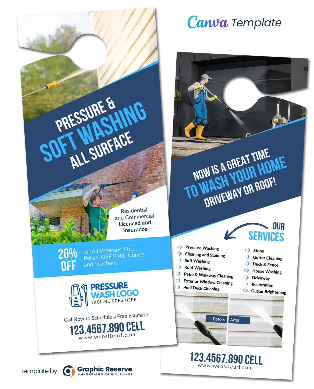 Pressure Washing Door Hanger Design (Canva template)