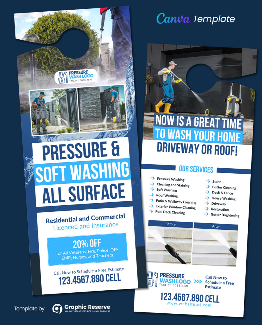 Pressure Washing Door Hanger Design (Canva template)