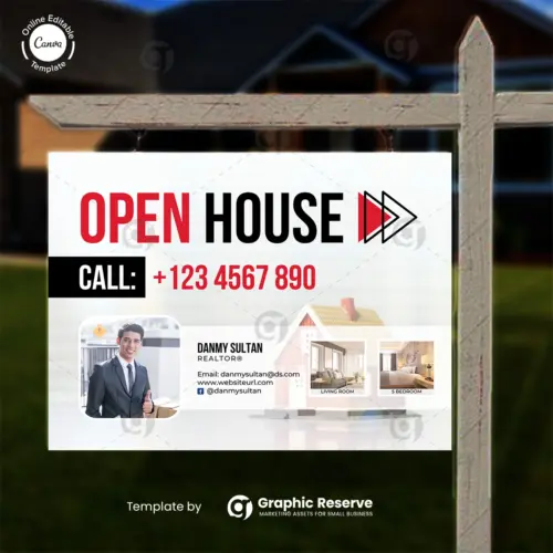 Real Estate Open House Sign – Customizable Canva Yard Sign Template