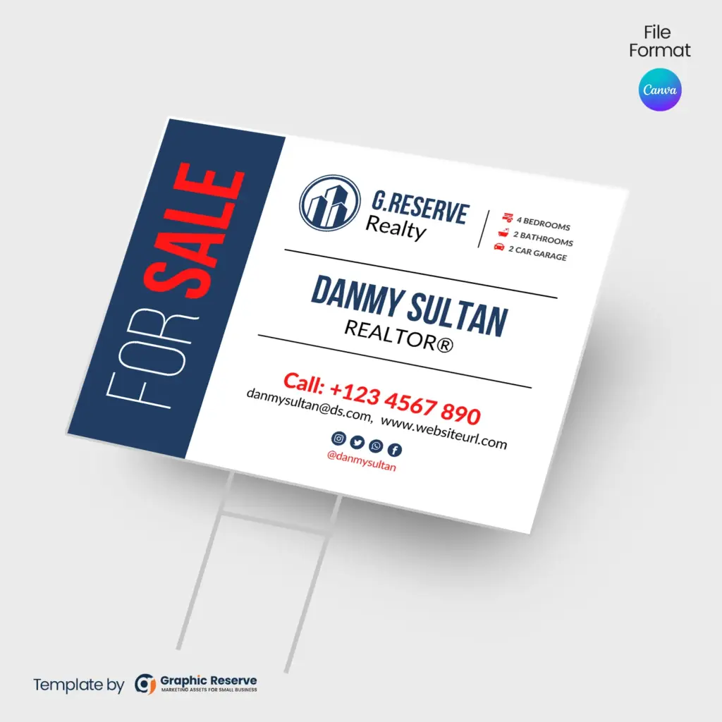 Real Estate Property Selling Yard Sign (Canva template)