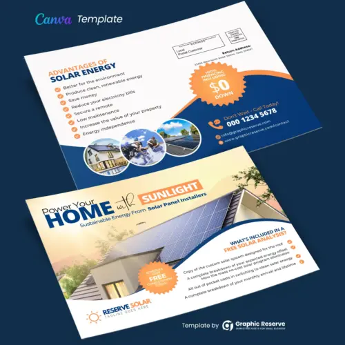 Solar Direct Mail Marketing EDDM Mailer Design Canva Template