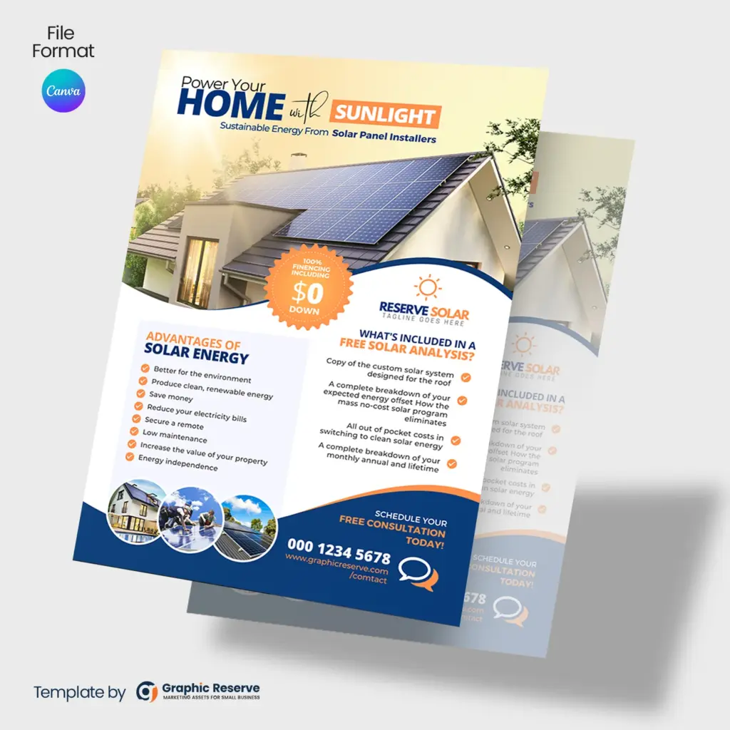 Solar Product Marketing Flyer Design (Canva template)
