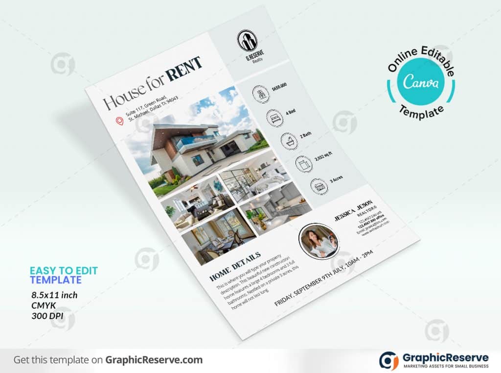 47196 House for Rent Real Estate Flyer Design
