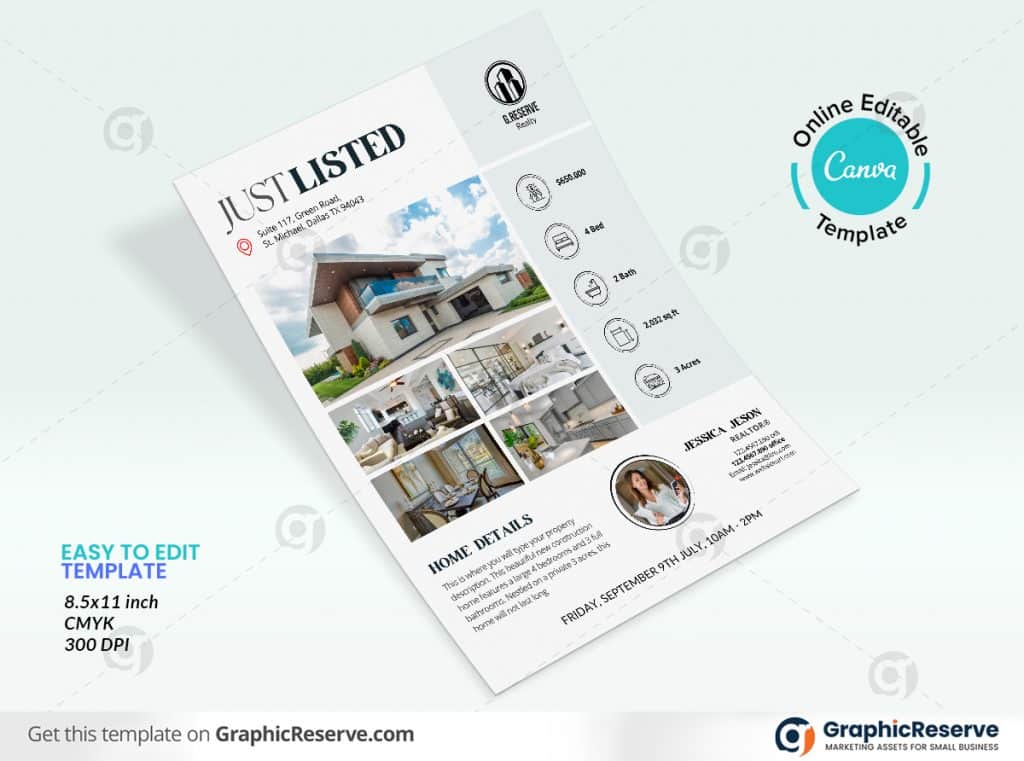 47205 Just Listed Real Estate Flyer Design