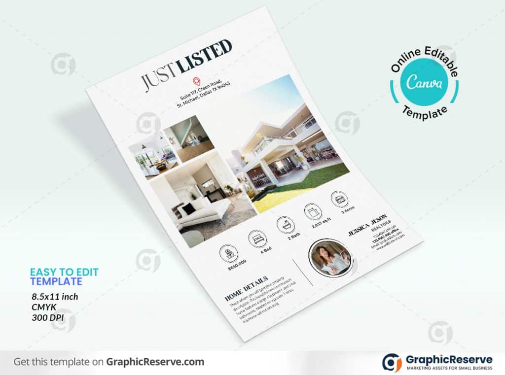 47214 Just Listed Real Estate Flyer Design