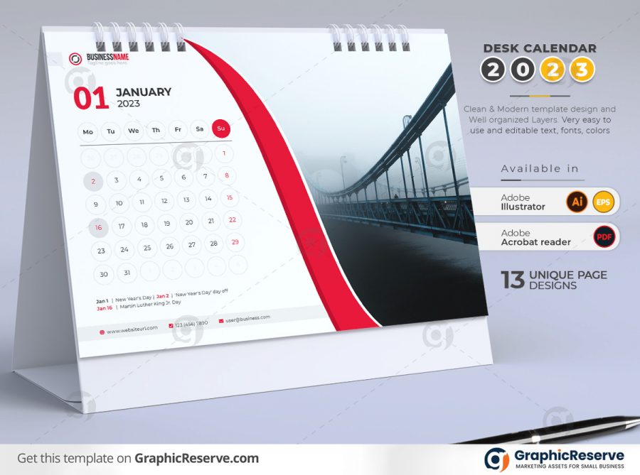 48357 Desk Calendar 2023 template by didargds 1