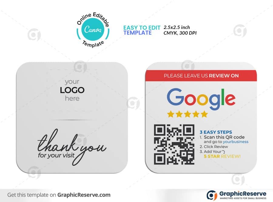 48401 Google Easy Rating Square Business Review Card template
