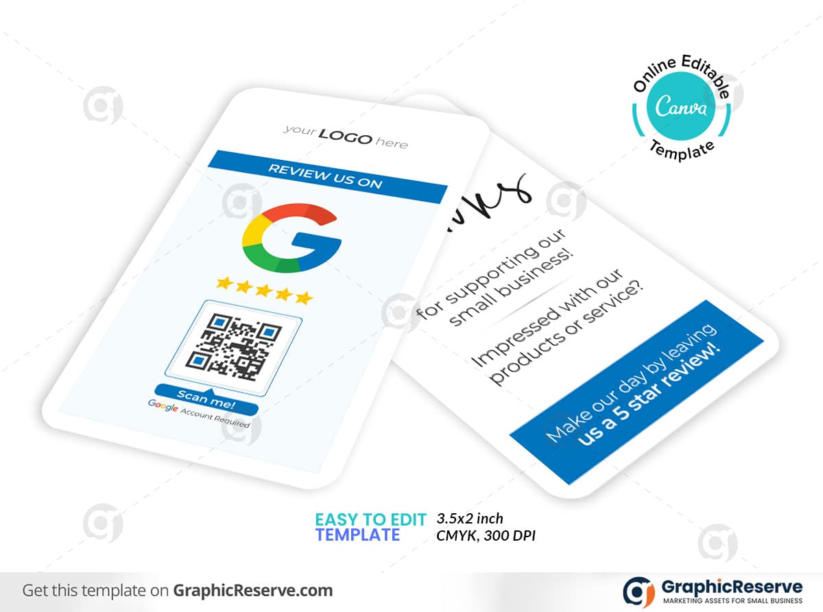 Google Business Rating Review Card Canva template - Graphic Reserve