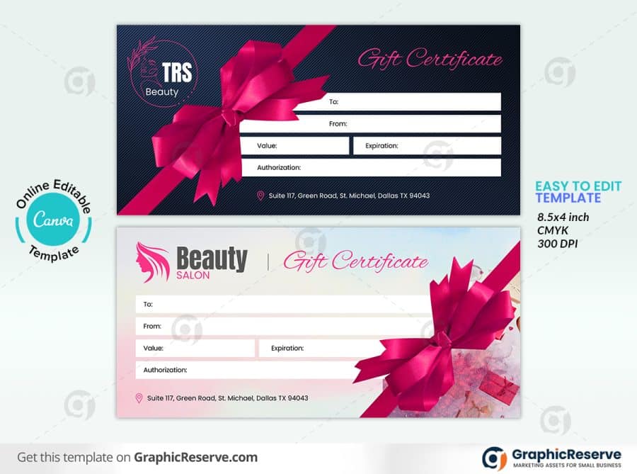 49236 Beauty Salon Gift Certificate Design