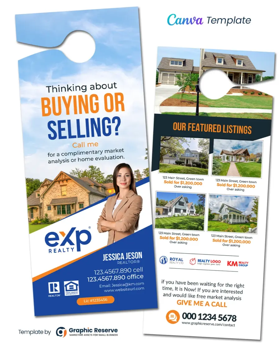 Buying or Selling Real Estate Door Hanger Design (Canva template)