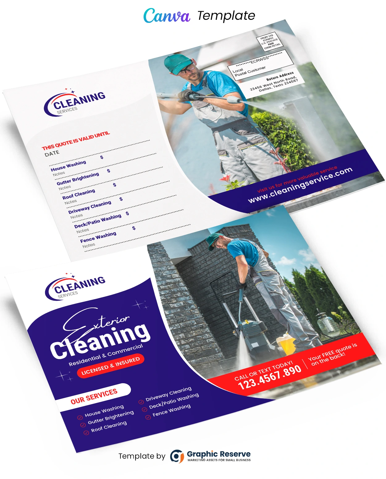 Exterior Cleaning Service EDDM Mailer Design (Canva template)