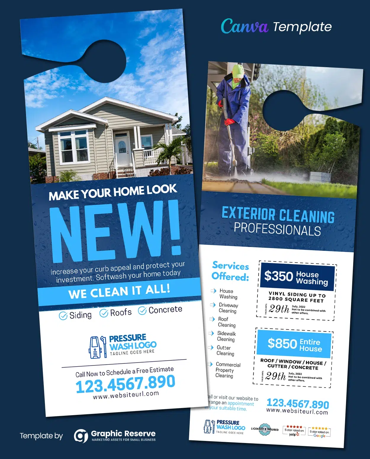 Exterior Home Cleaning Door Hanger Design (Canva template)