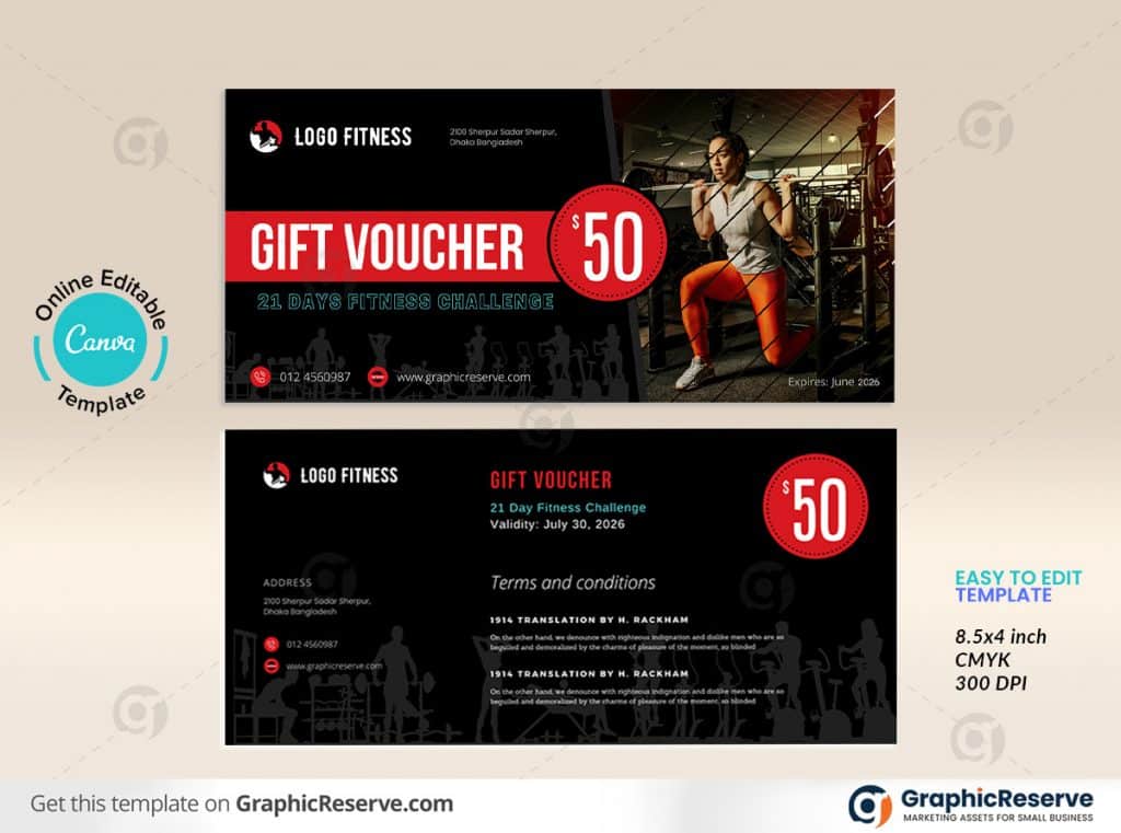 Gym Gift Voucher Design Template
