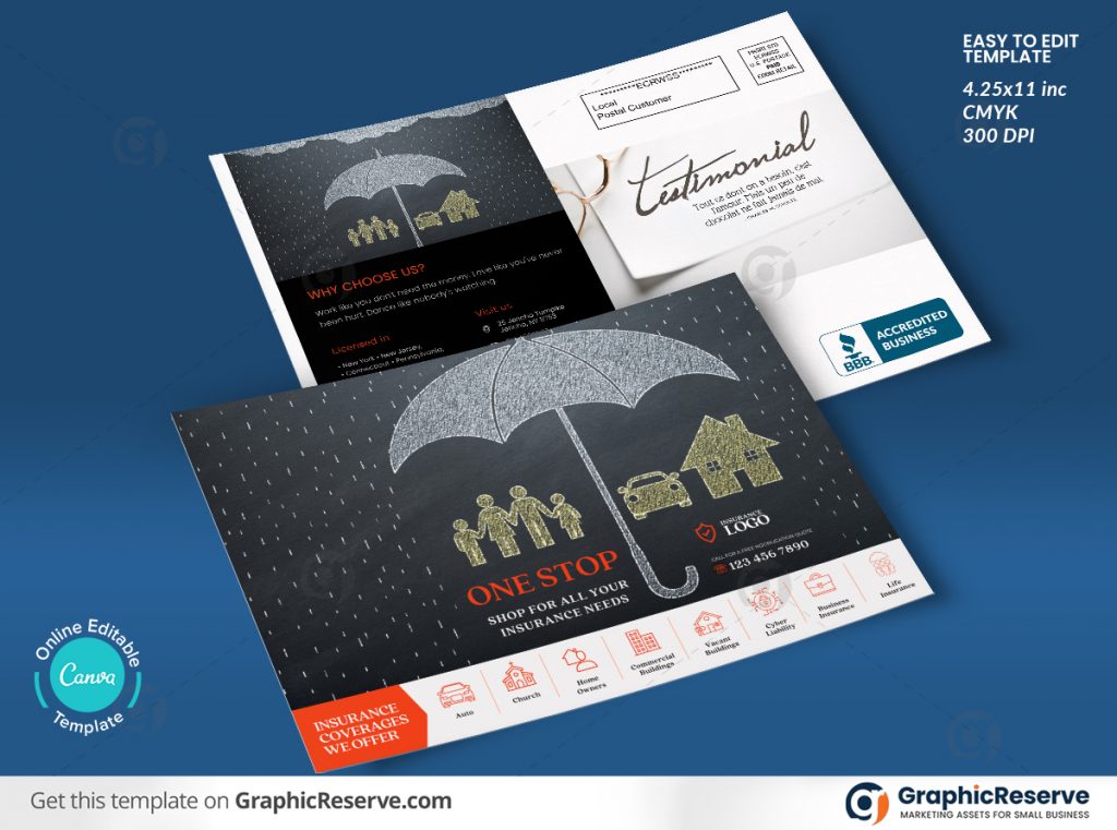 Insurance Company Direct Mail EDDM Postcard Mailer