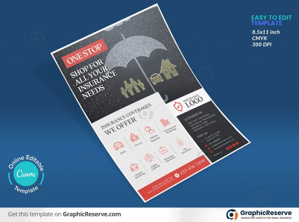 Insurance Company Flyer Template Canva
