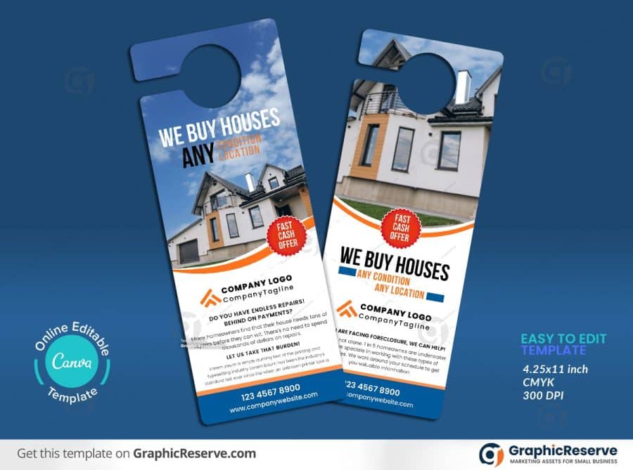 Real Estate Door Hanger Design (Canva template) Graphic Reserve