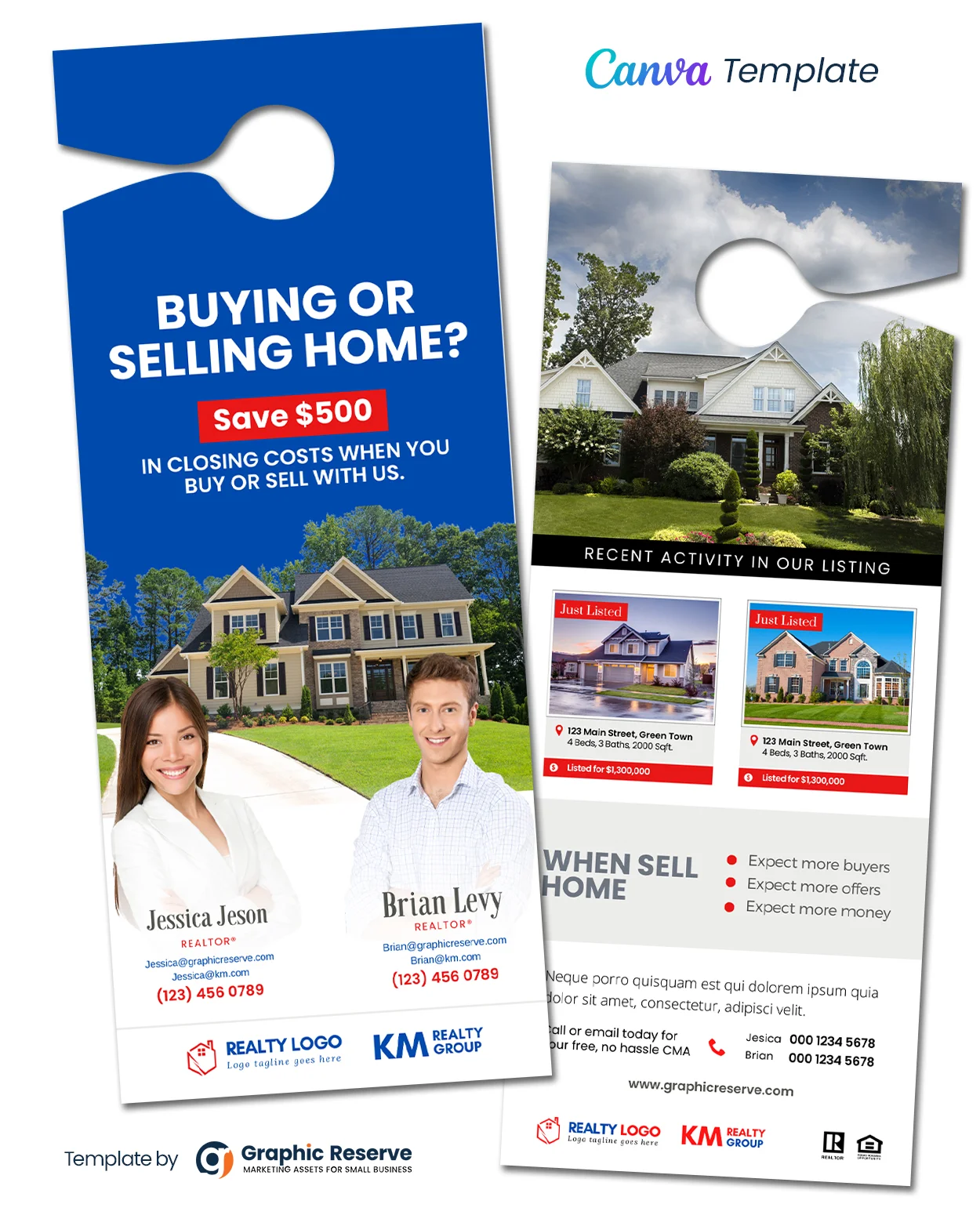 Real Estate Door Hanger Canva Template (Co-branding)