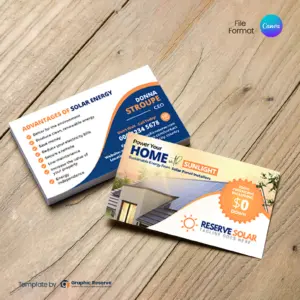 Solar Business Card Customizable Canva Templates for Solar Companies.