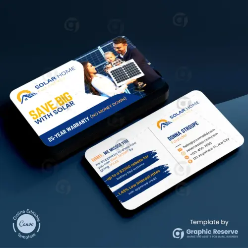 Solar Panel Company Business Card – Canva Template for Solar Pros