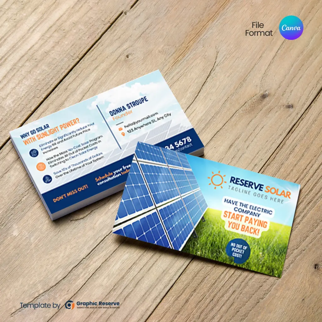 Solar Power Business Cards High Quality Canva Templates.